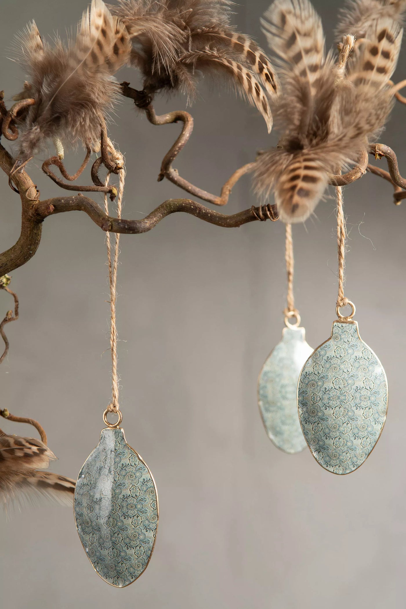 Emaille-Ohrringe Muster Blau 8 cm