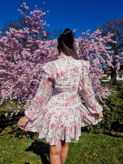 Blumiges Spitzenkleid Rosa