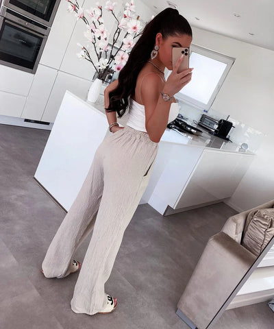 Beige Rückenbund-Hose