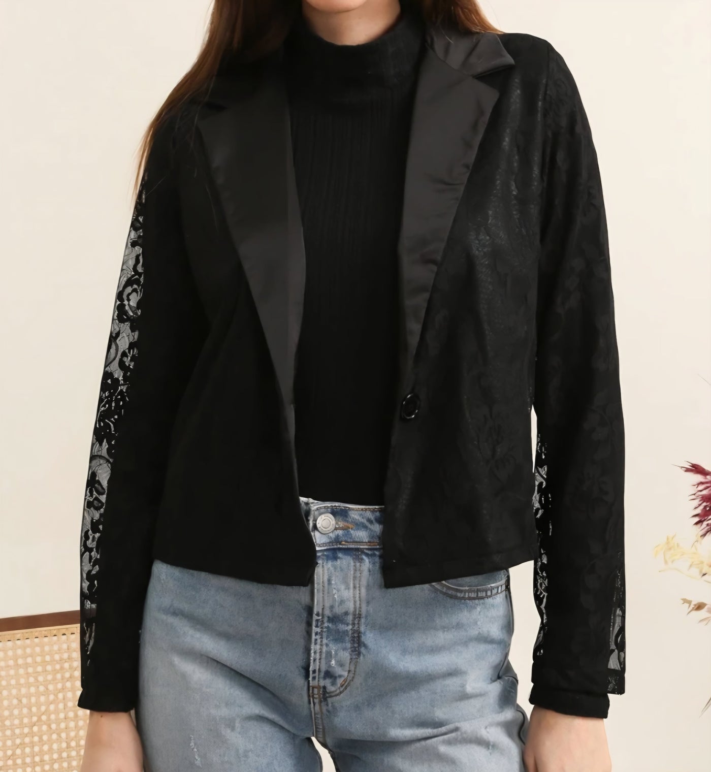 Schwarze spitzenjacke