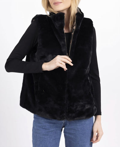 Zweiseitig leo-print Weste Schwarz