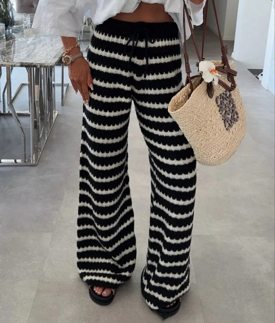 Gestrickte Hosen Italien Schwarz