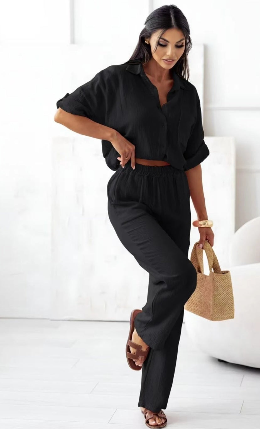 Set mit Hemd und Hose Schwarz