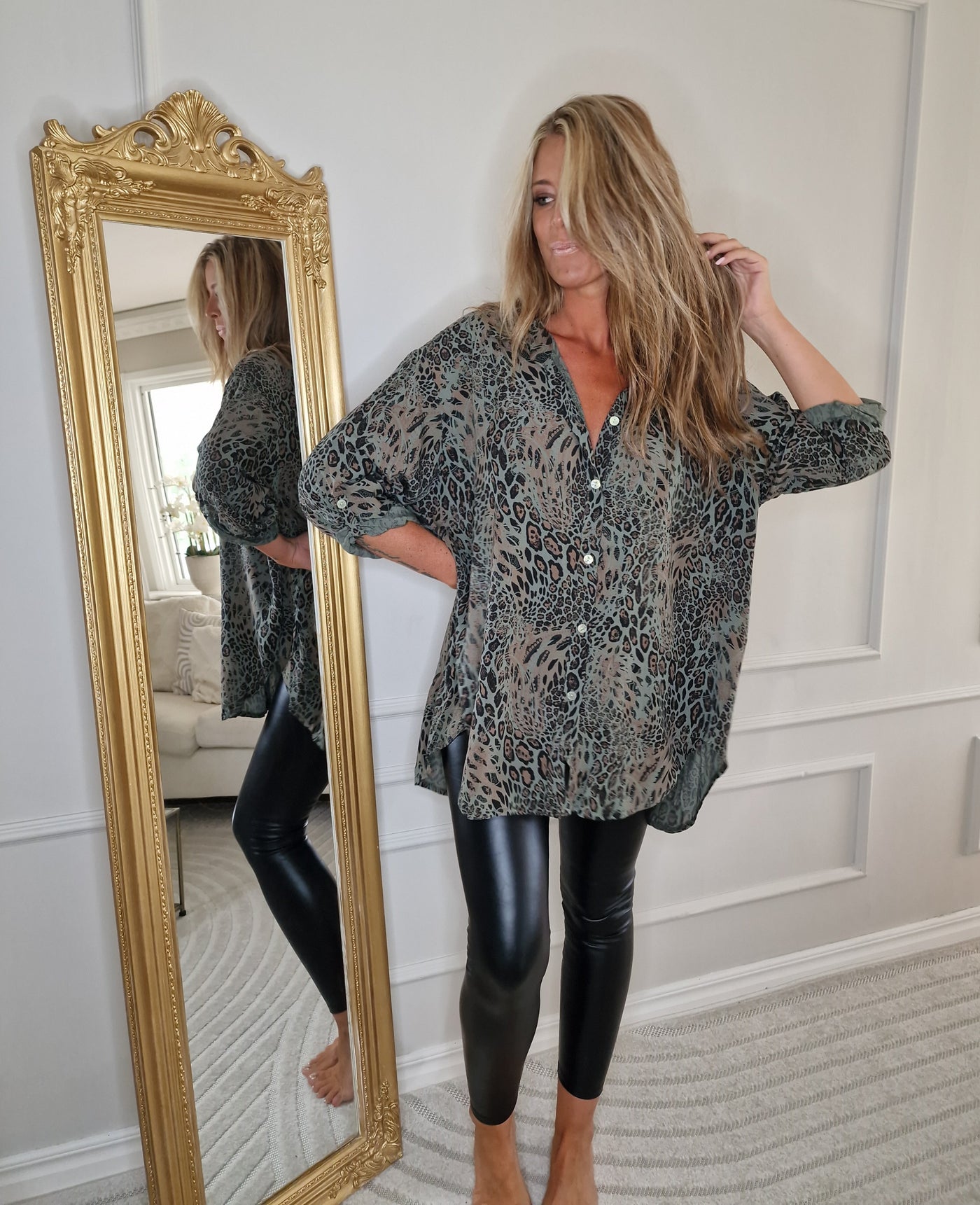 Lack-Leggings Schwarz