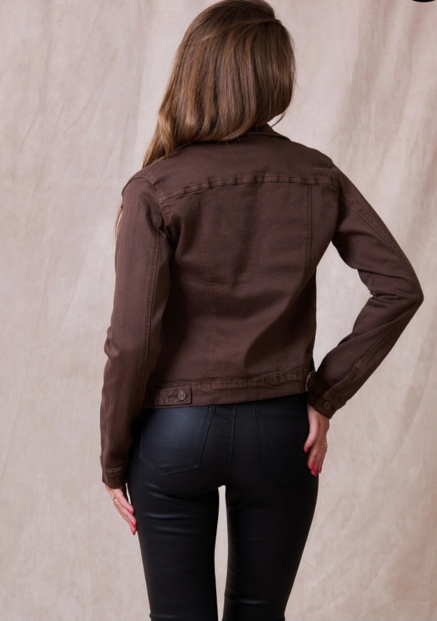 Klassische Stretch-Jeansjacke Coffee