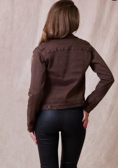 Klassische Stretch-Jeansjacke Coffee