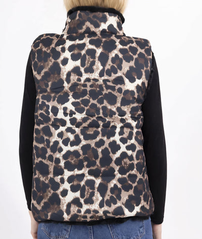 Zweiseitig leo-print Weste Schwarz