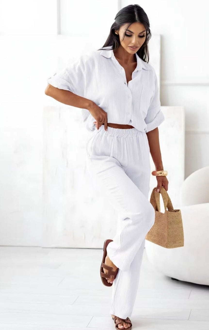 Set mit Hemd und Hose Weiß