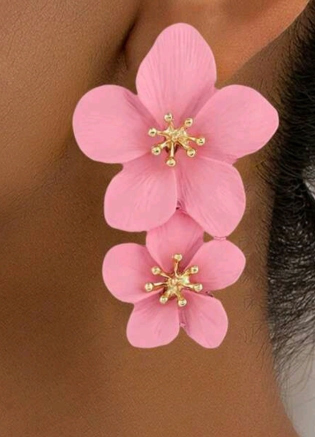 Blumen-Ohrringe Rosa