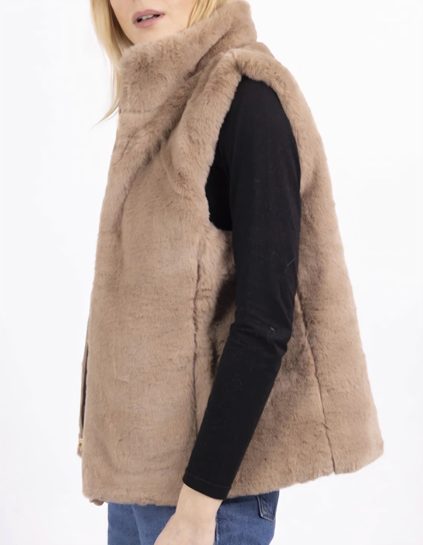 Doppelseitig leopardmusterter Weste Camel