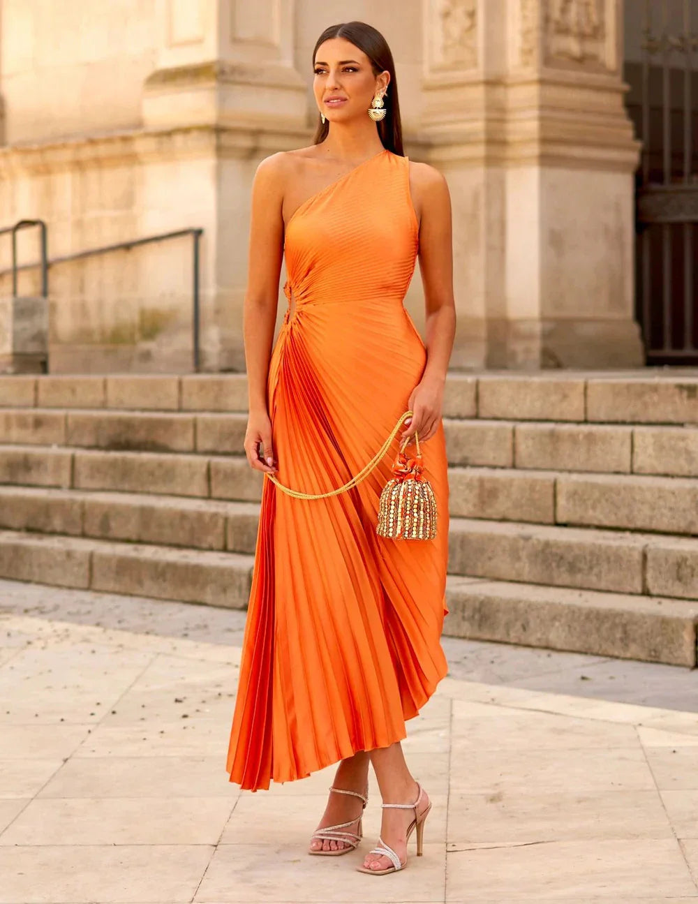 Geschmücktes Kleid Orange